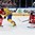 PRAGUE, CZECH REPUBLIC - MAY 6: Canada's Mike Smith #41 makes the save on this play while Brent Burns #88 keeps close watch on Sweden's Joel Lundqvist #20 during preliminary round action at the 2015 IIHF Ice Hockey World Championship. (Photo by Steve Poirier/HHOF-IIHF Images)

